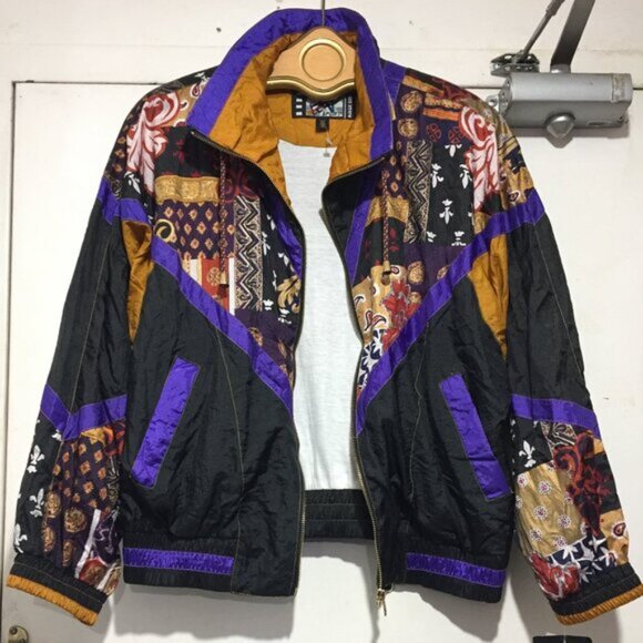 BRAND NEW VINTAGE RIVER EDGES PATCHWORK WINDBREAKER JACKETS SIZE M - Picture 8 of 12